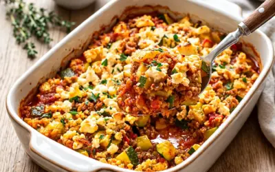 Einfache Rezepte und Spielideen für Kinder Low Carb Zucchini-Hackfleisch-Auflauf