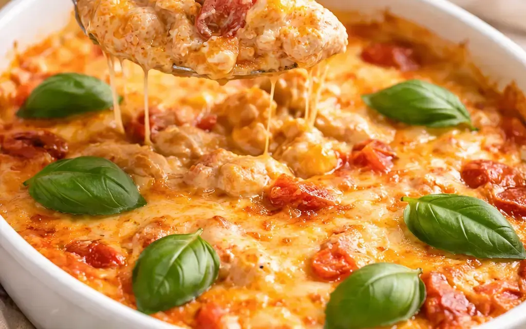 Mediterraner Low Carb Hähnchen-Feta Auflauf