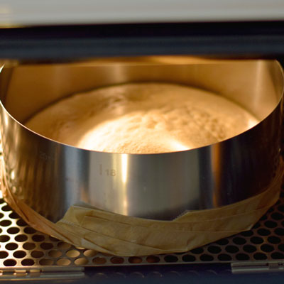 3. Schritt - Im Ofen backen: Der Obstboden befindet sich im Ofen und wird gebacken