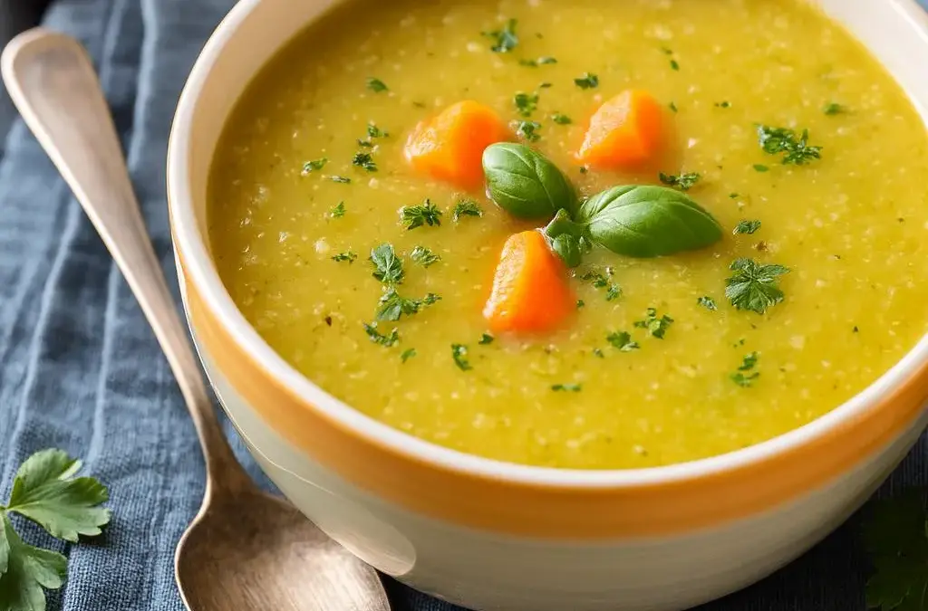 Schwäbische Maultaschen Odenwälder Kartoffelsuppe mit Süßkarttoffel-Würfelchen