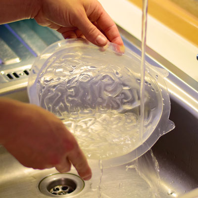 1. Schritt - Puddingform Gehirn mit kalten Wasser spülen