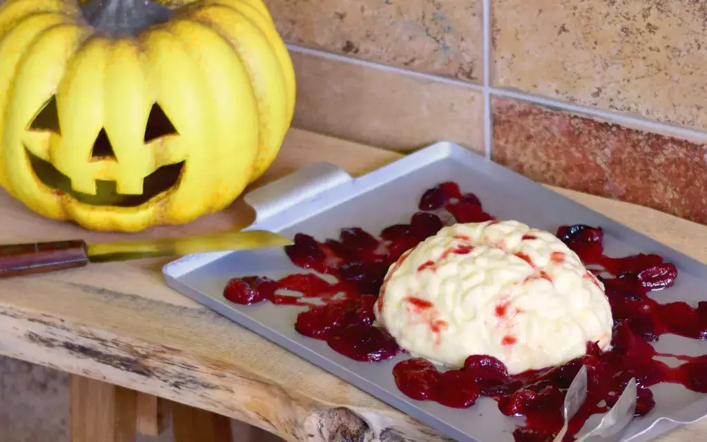 Pudding kochen für Halloween mit Pflaumenkompott