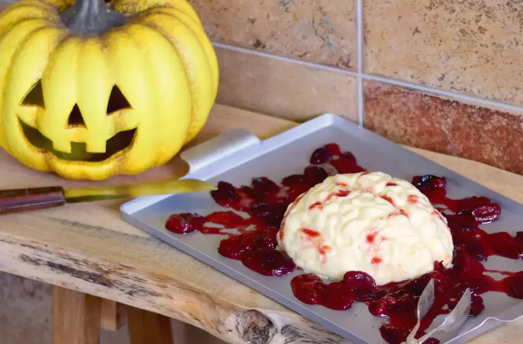 Pudding kochen für Halloween mit Pflaumenkompott