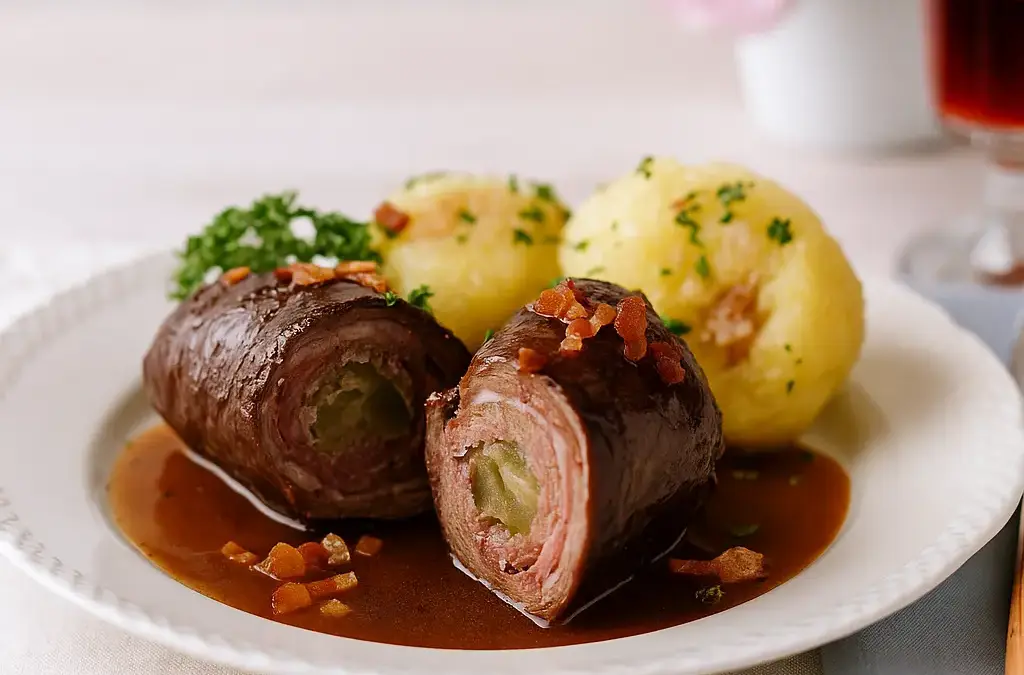 Zwiebelrostbraten – einfaches Rezept Rinderrouladen mit Thüringer Klößen