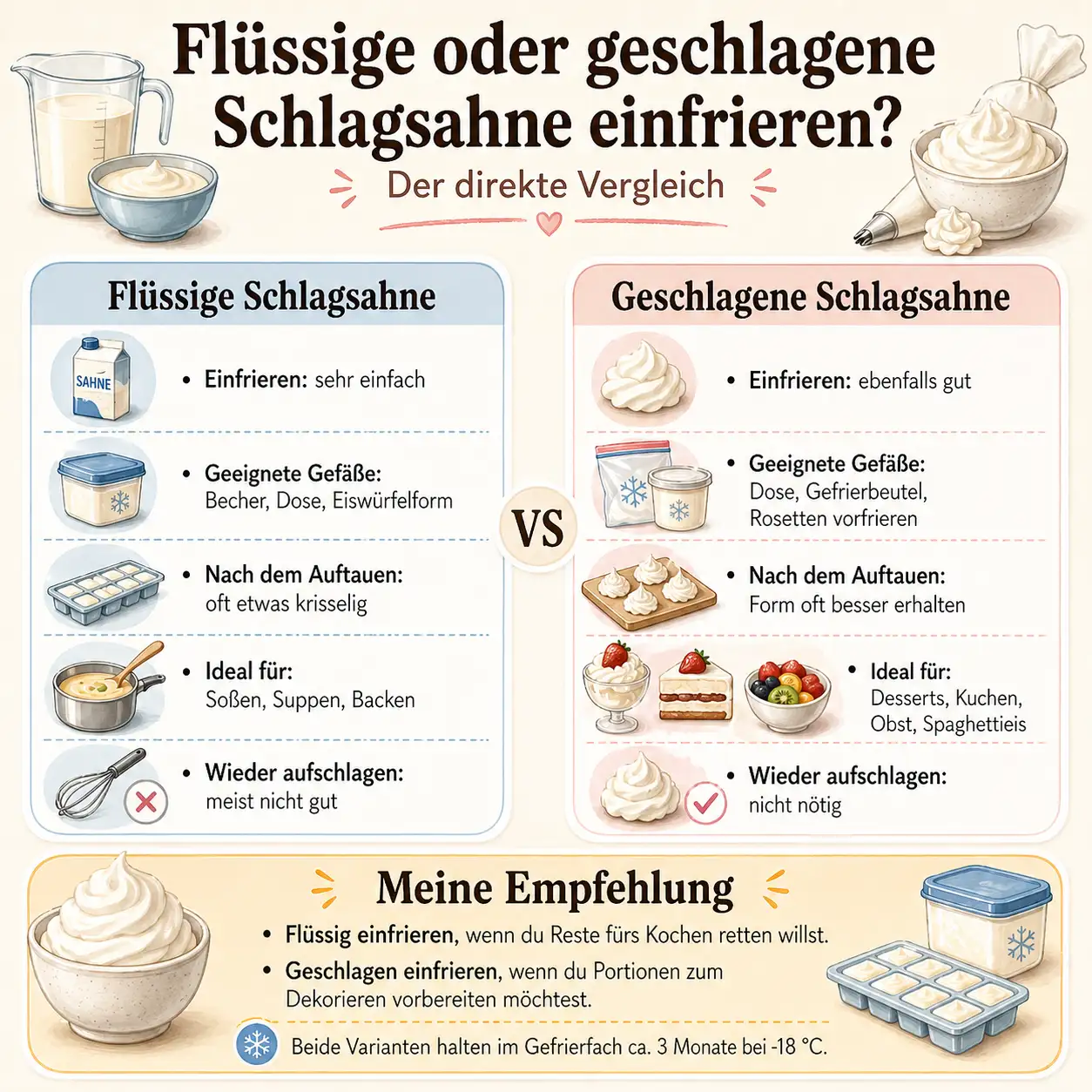 Checkliste Checkliste – so frierst du Schlagsahne richtig ein