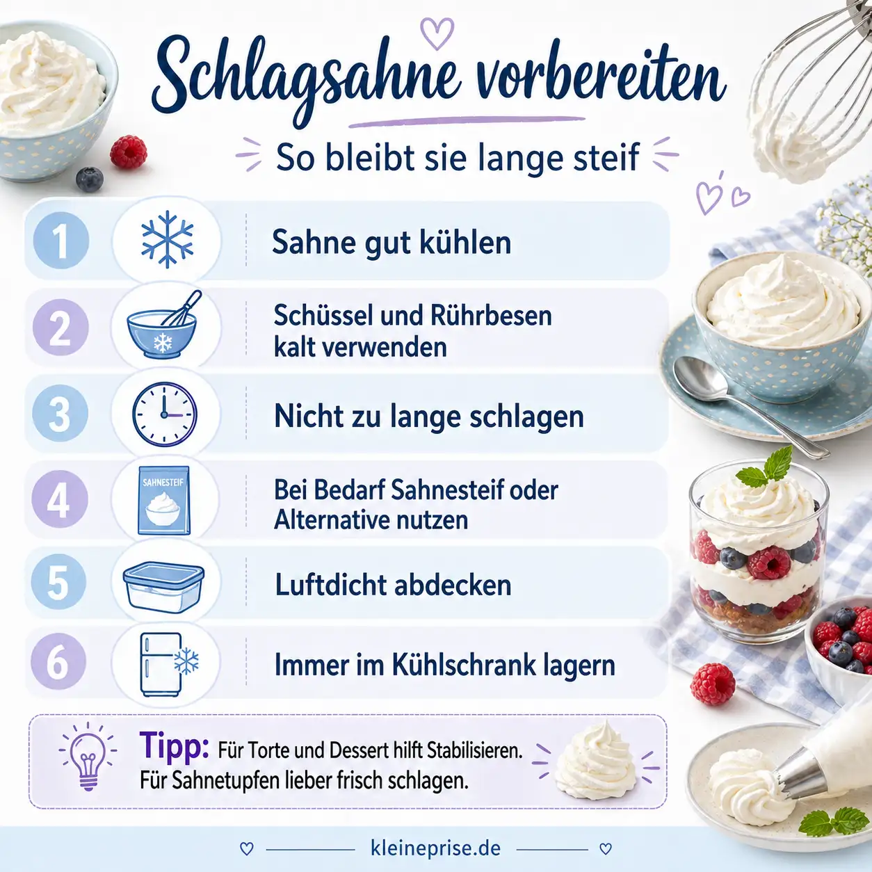 Ohne Sahnesteif vorbereiten Schlagsahne ohne Sahnesteif vorbereiten
