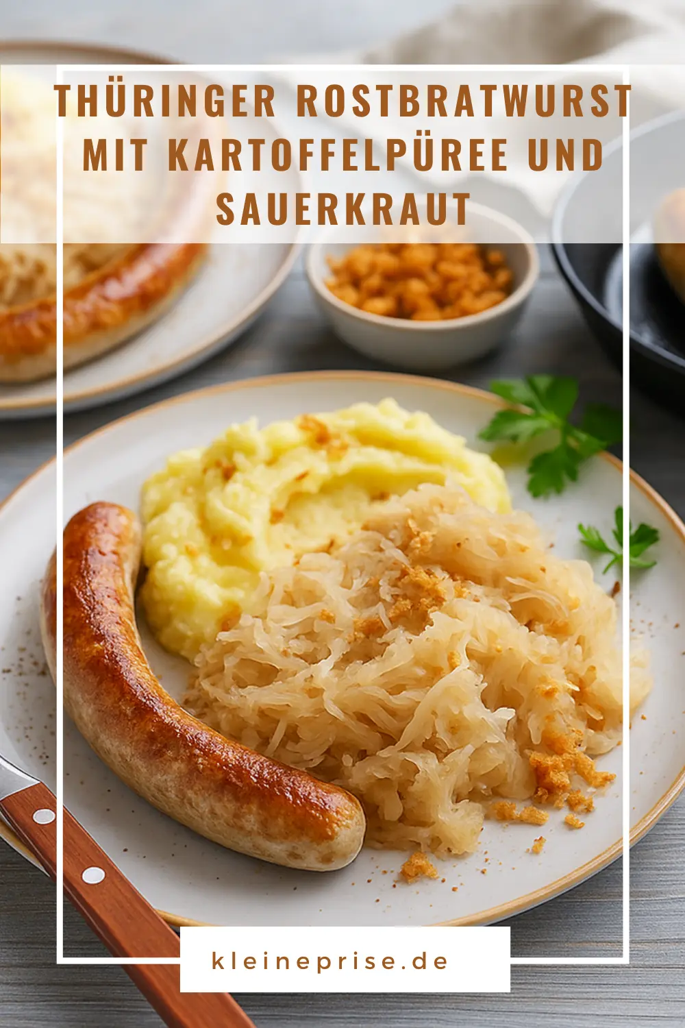 Pinterest: Thüringer Rostbratwurst mit Kartoffelpüree und Sauerkraut