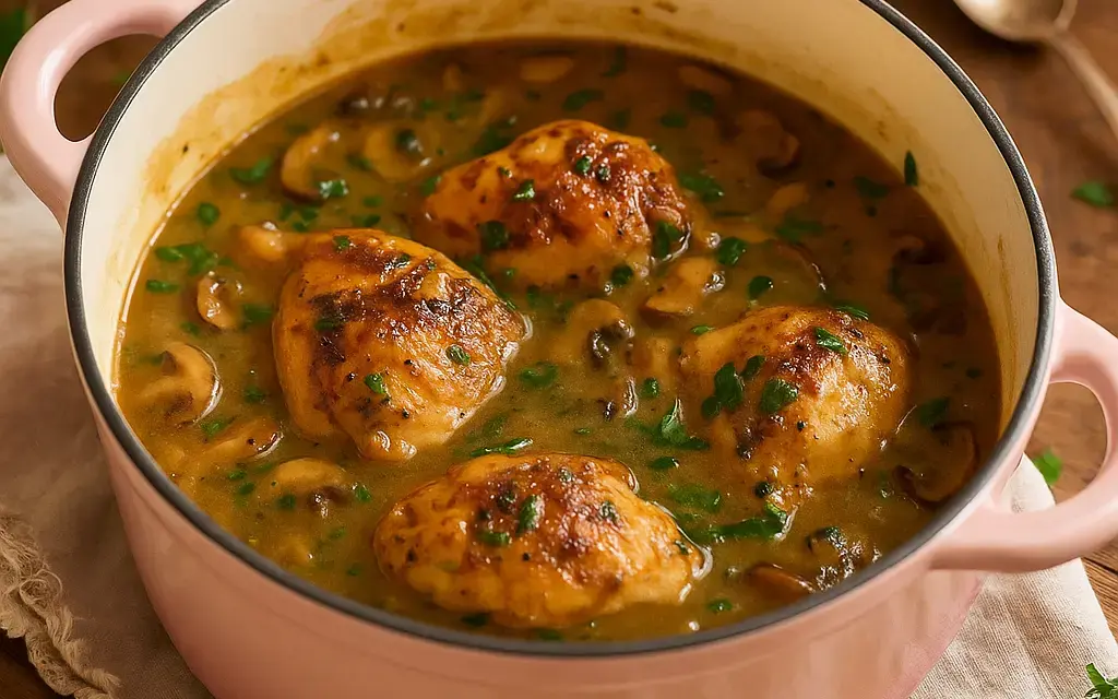 Überbackenes Hühnchen mit Pilzsoße