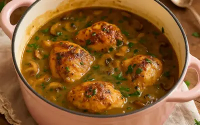 Überbackenes Hühnchen mit Pilzsoße