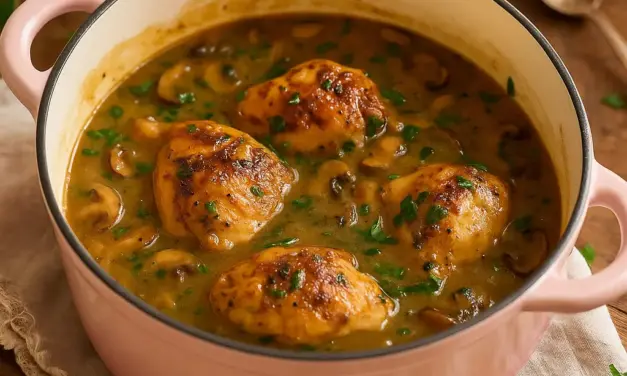 Überbackenes Hühnchen mit Pilzsoße