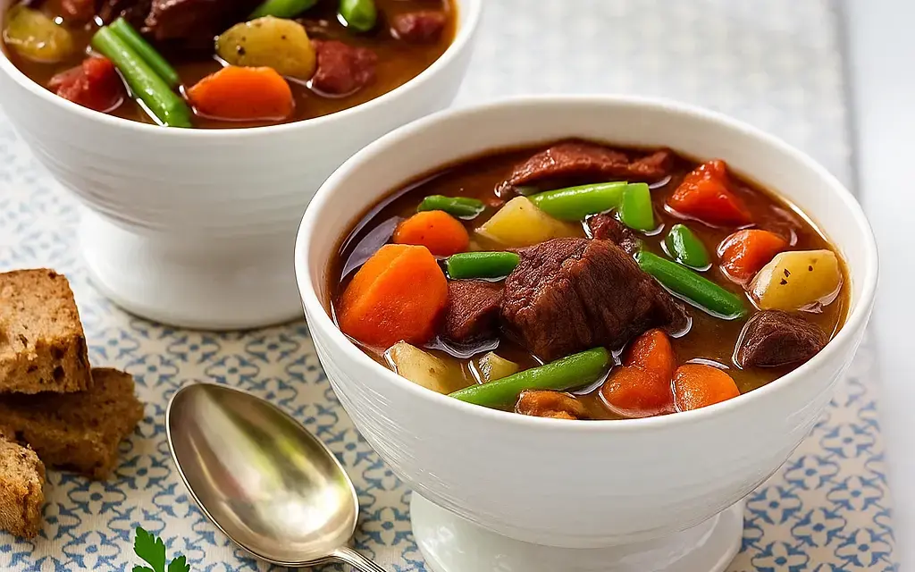 Winzersuppe mit Rotwein